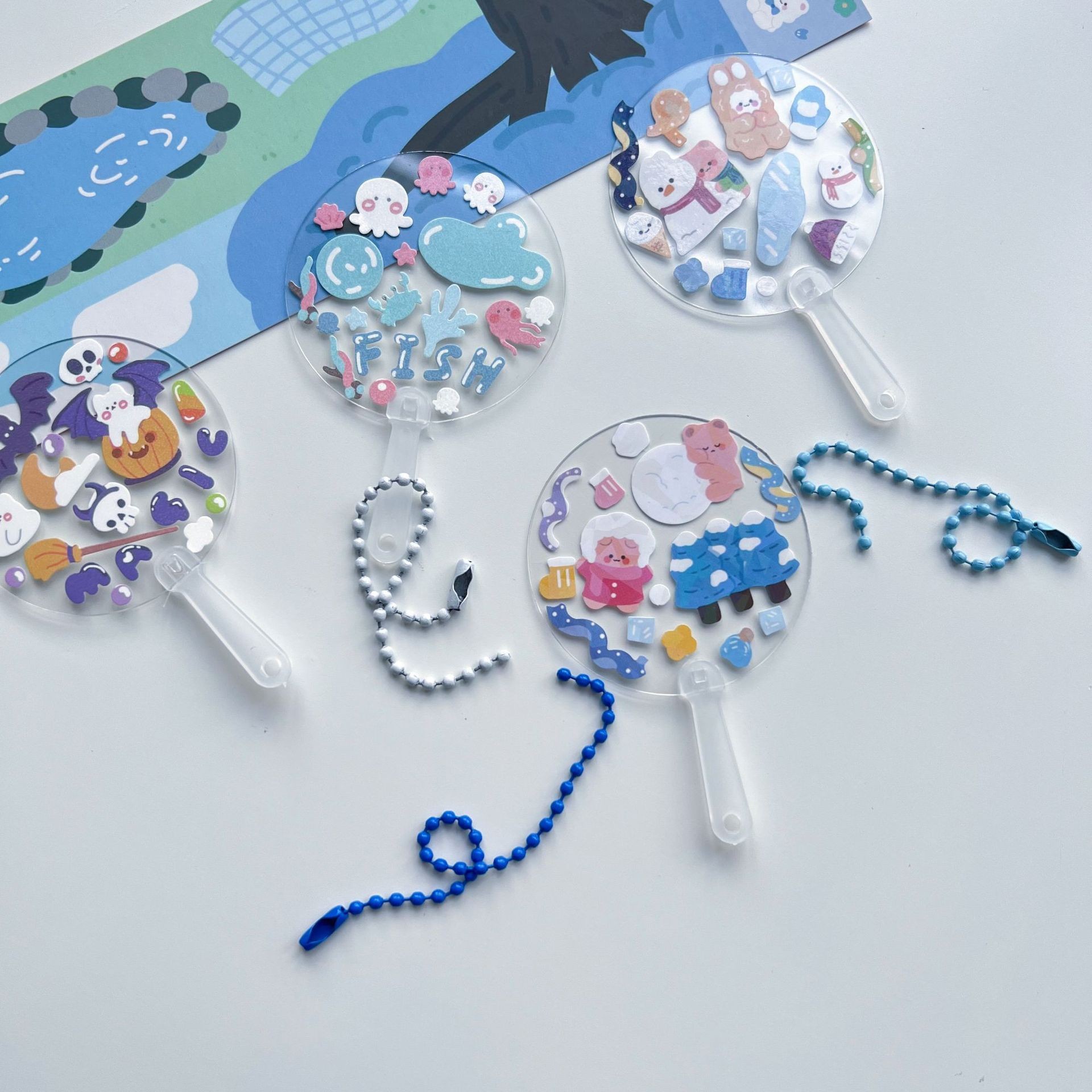 Мини-вентилятор, DIY, креативный, пустой маленький веер, диск для фотографий, брелок, подвеска