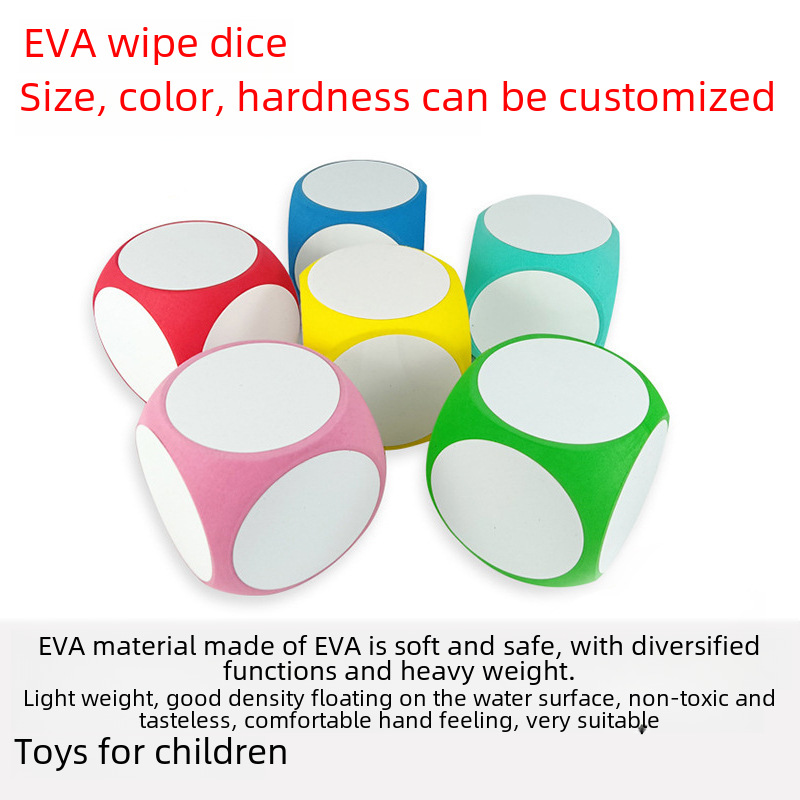 EVA foam dice plus sticker erasable chip letter printing EVA children's toy pattern foam in stock 10cm