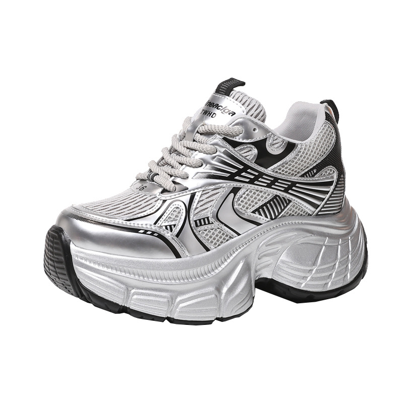 Tw8162-5 Thick-Soled Inner Heightening Internet Celebrity Fashion Popular Dad Shoes for Women 2025 Autum New Sports and Casual Shoes