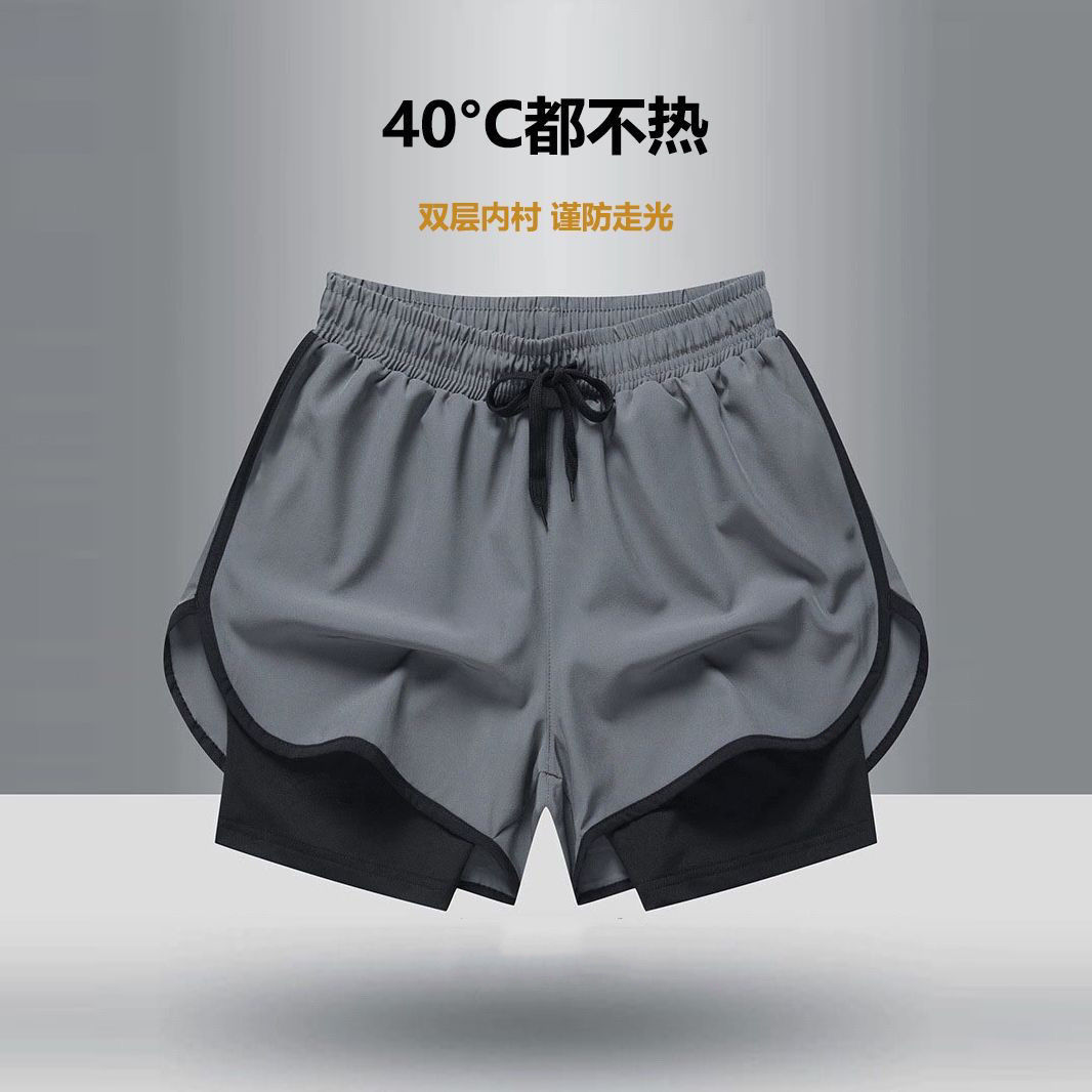 Беговые шорты Мужские Спортивные Легкая атлетика Марафон Свободные Быстросохнущие Антибеговые подкладки Тренировочное фитнес оборудование Трехточечные брюки
