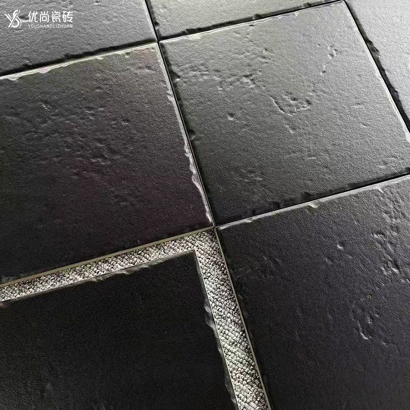 Limestone Tiles B&B Coffee Shop Retro Floor Tiles Bathroom Kitchen Wall Tiles Courtyard Balcony Non-Slip Tiles Black Tiles