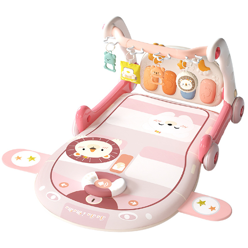 Infant Foot Piano Multifunctional Fitness Rack Baby Foot Music Toy Two-in-One Walker Trolley