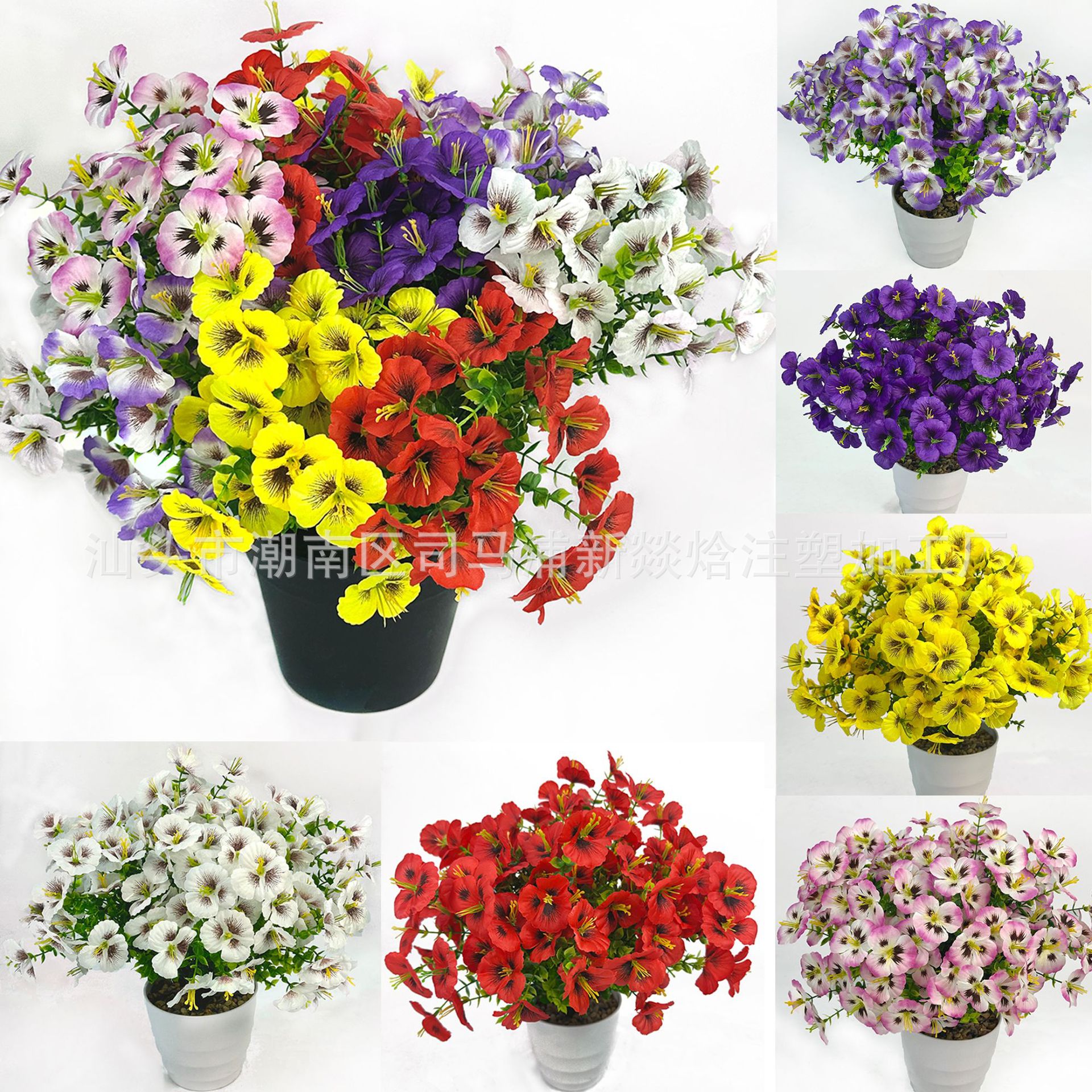 Cross-Border Artificial Gardening Greenery 7-Branch Eucalyptus Pansy for Office Interior Home Decoration and Photography Props