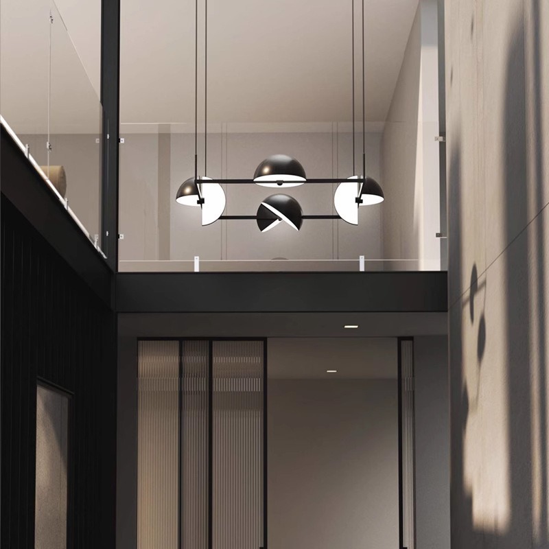 Cross-Border Dropshipping Dining Front Desk Rotating Chandelier Designer Nordic Restaurant Bar Study Straight Light Led Chandelier