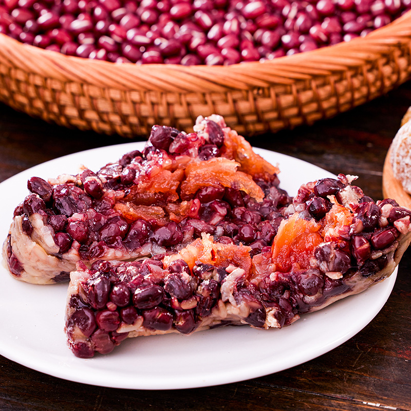 Zongzi (Rice Dumplings) with Red Bean Paste, Sweet Bean Paste, Candied Dates, and White Rice, 200G/Piece, Vacuum-Packed, Jiaxing Zongzi Wholesale and Group Purchase