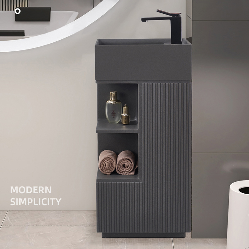 Small Space Bathroom Artificial Stone Washbasin Household Column Washbasin Bathroom Cabinet Padestal Basin