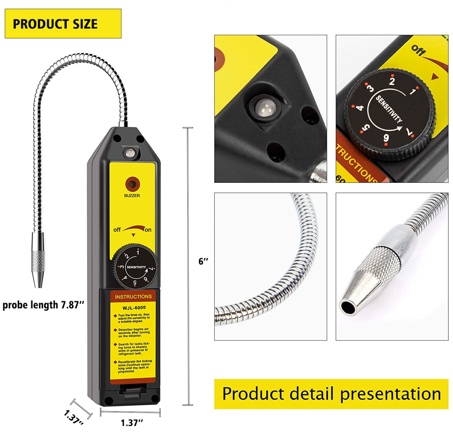 WJL-6000 car leak detector halogen gas leak freon leak detector air conditioning refrigerant refrigerant