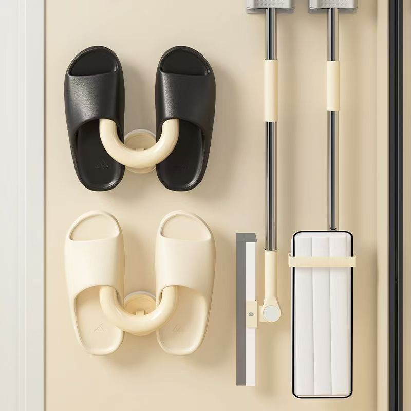 Bathroom Suction Cup Slipper Rack Type Punch-Free Bathroom Door Drain Slipper Hanger Hook Entry Door Storage Rack