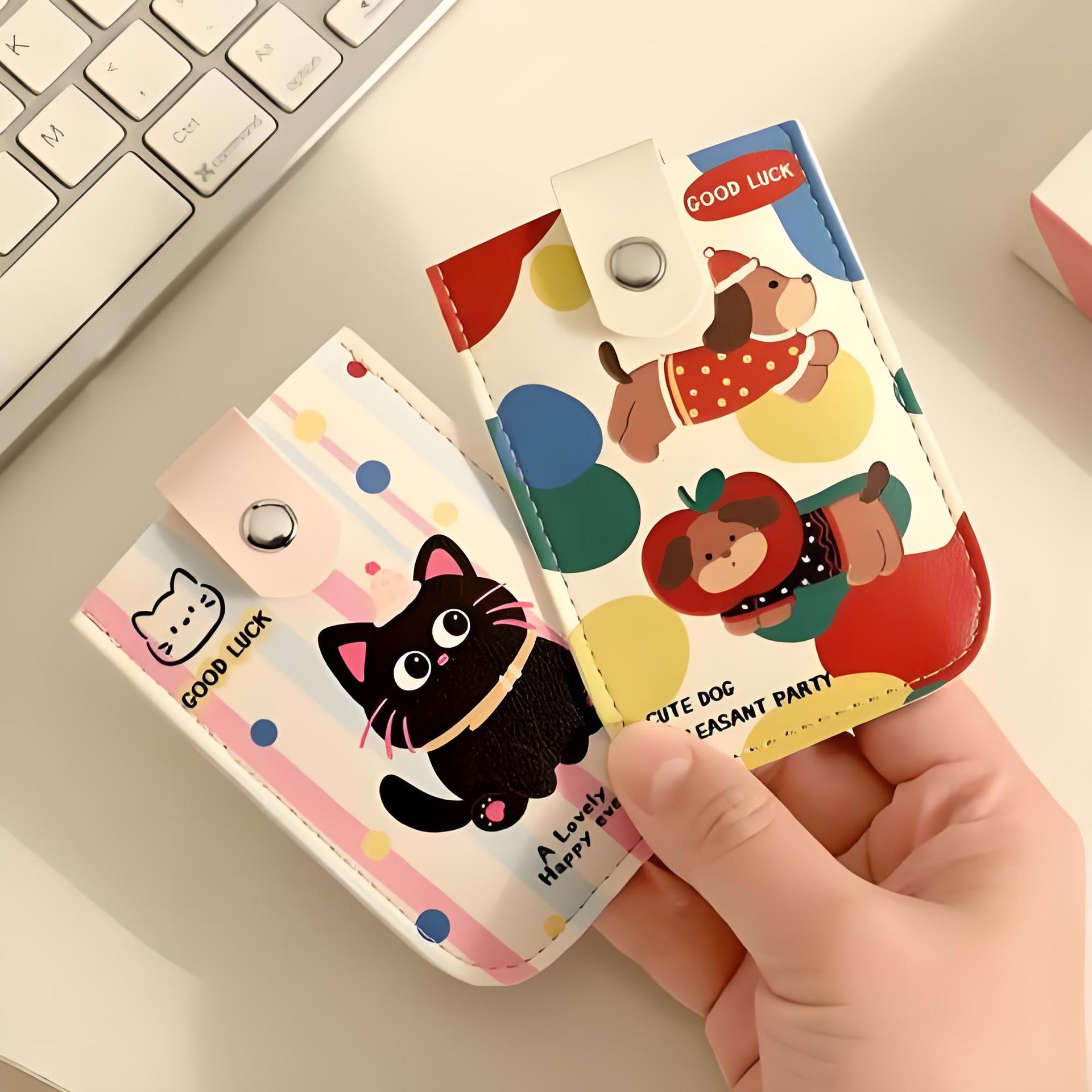 Leather Card Holder Printed Trendy Id Card Holder Id Card Bank Card Holder Mini Portable Ultra-Thin Card Holder Bag