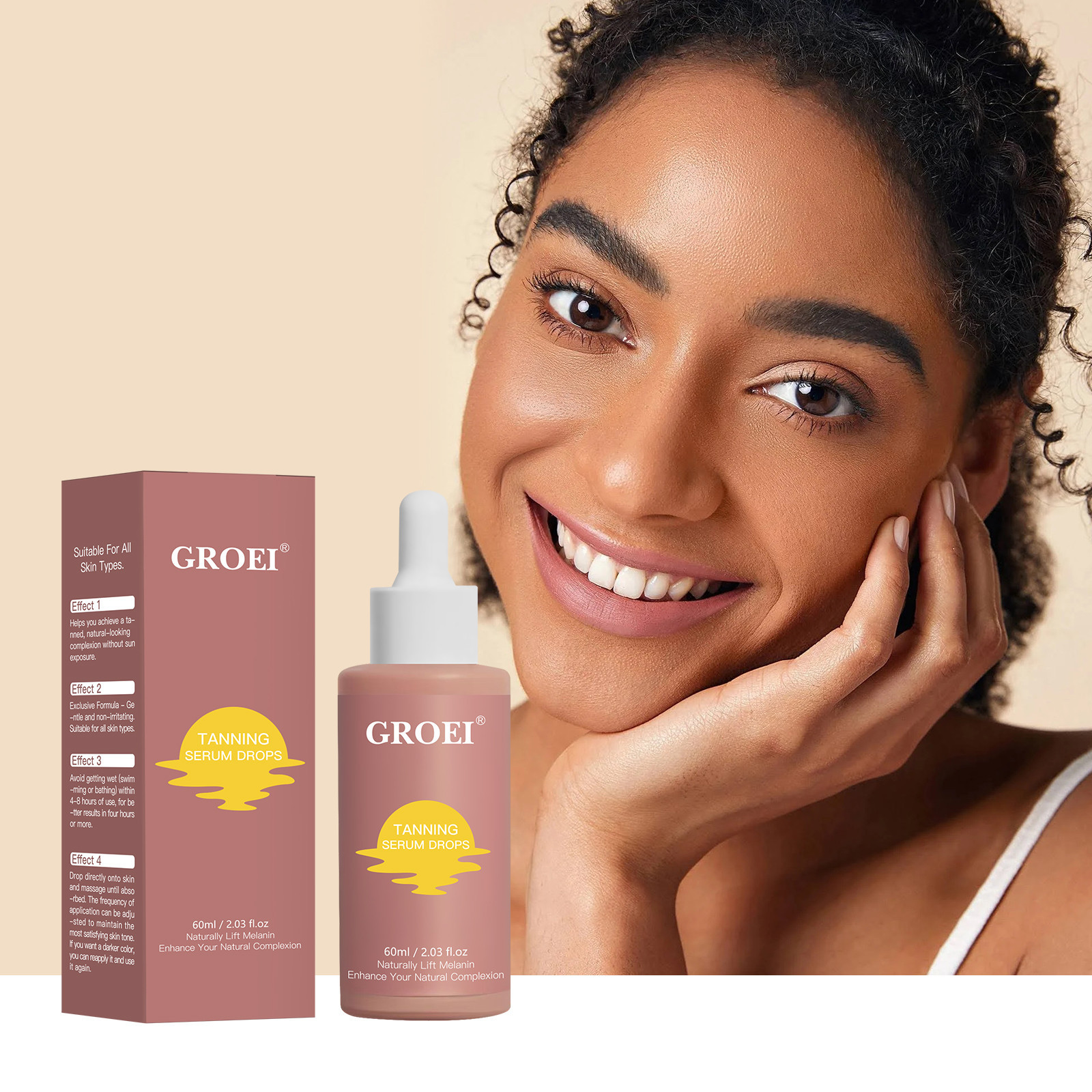 Sunless Tanning Essence Moisturizing and Hydrating to Help Darken Skin Without Sun Exposure, Wheat-Colored Bronze Tanning Essence