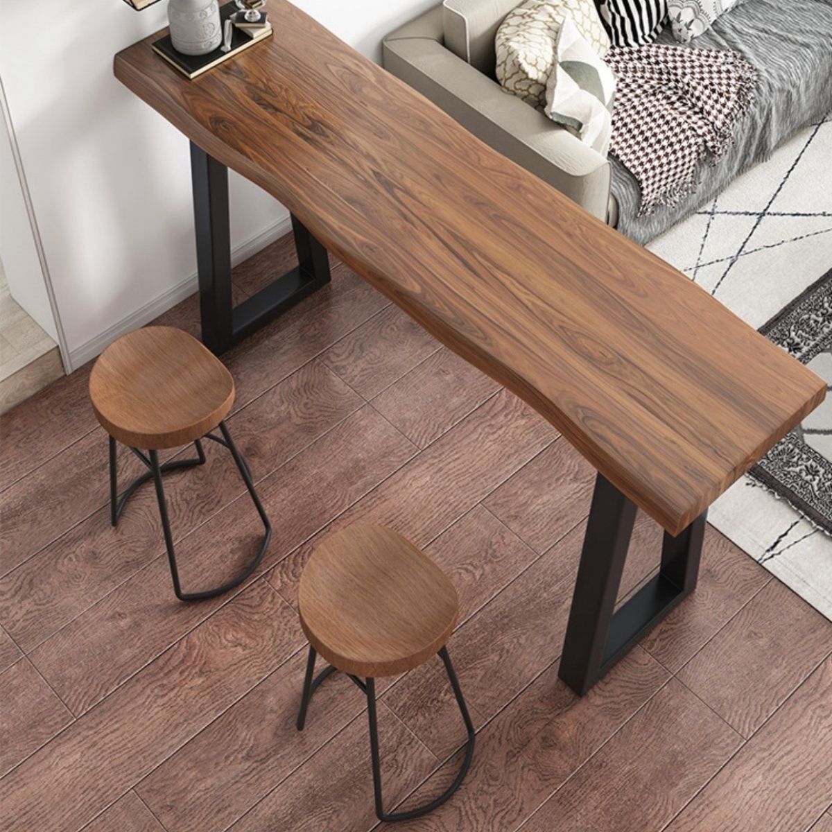 Solid Wood Bar Table High Table Dining Table Coffee Bar Table Home Table Milk Tea Snack Bar Wall Simple Long Table
