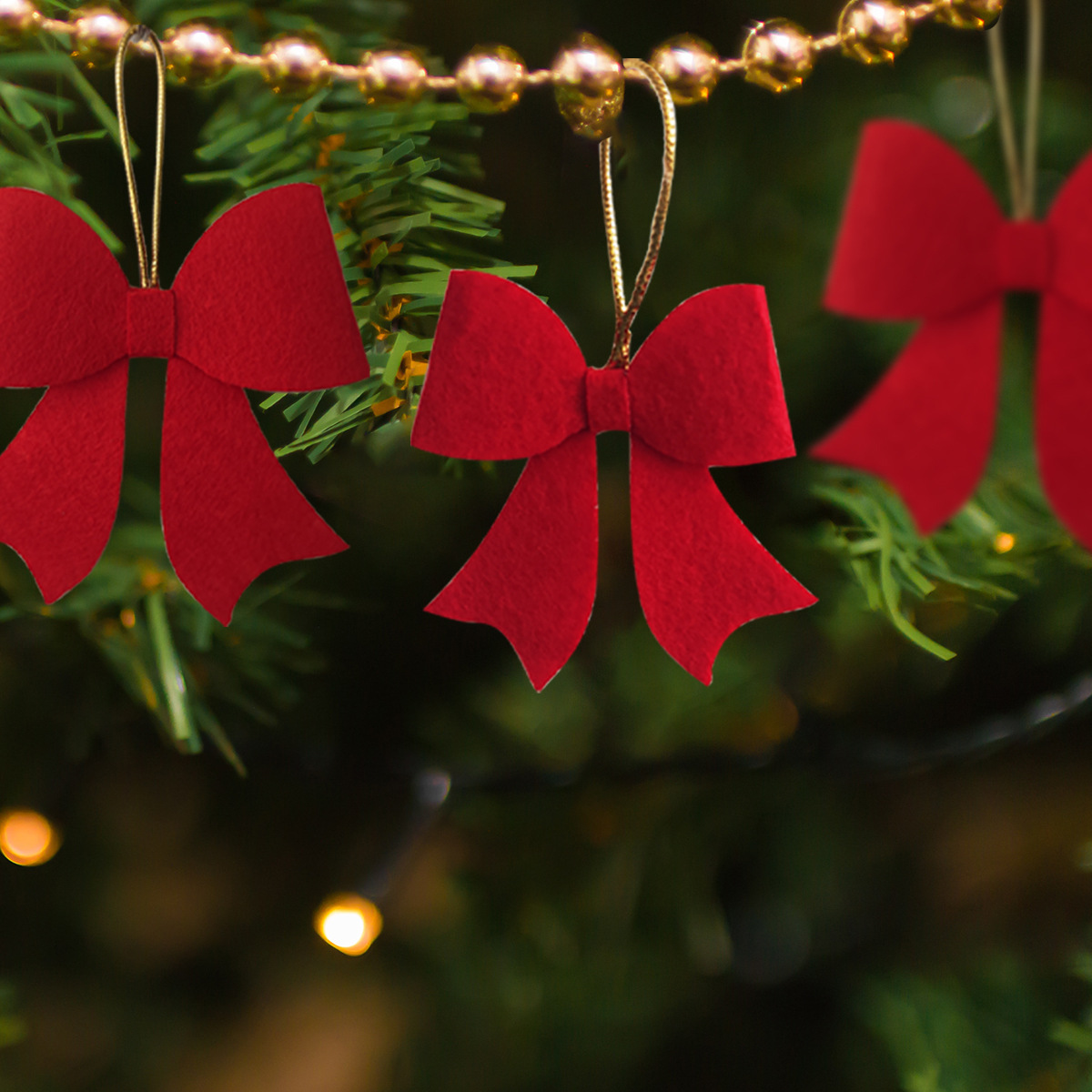 S46 Bow Christmas Tree Ornaments Christmas Home Decoration Ornaments Handmade Jewelry Set of 5