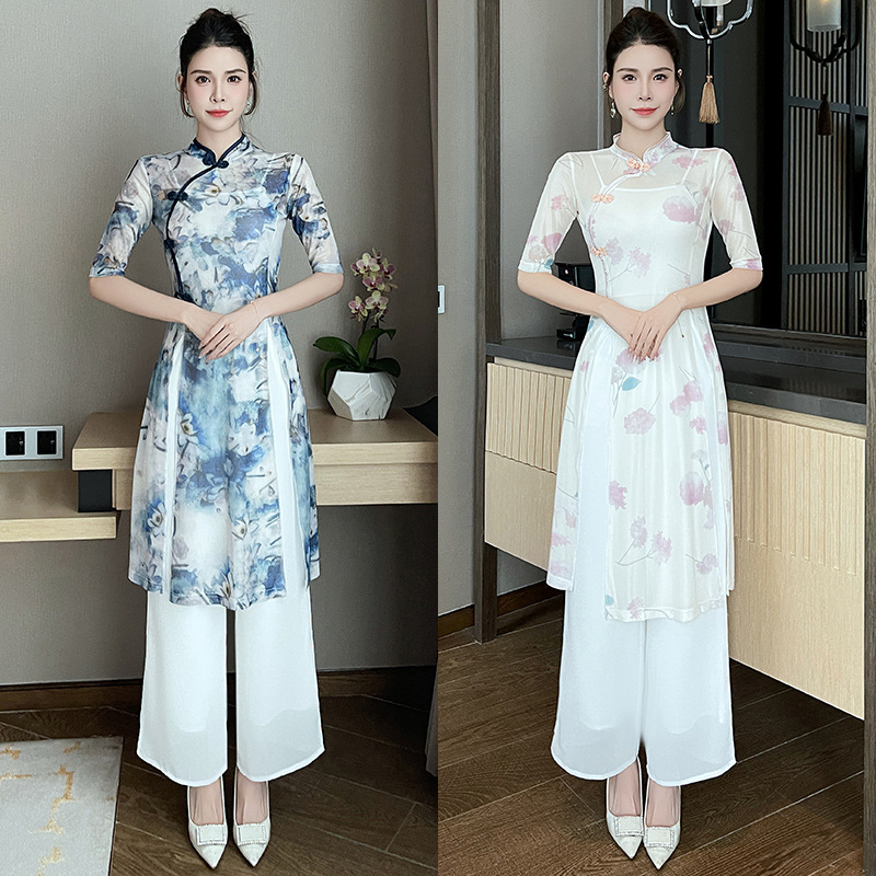 Осень/зима новые модифицированные стройные чэонгсам длинное новое китайское платье комбинезон для техников педикюра -1388#