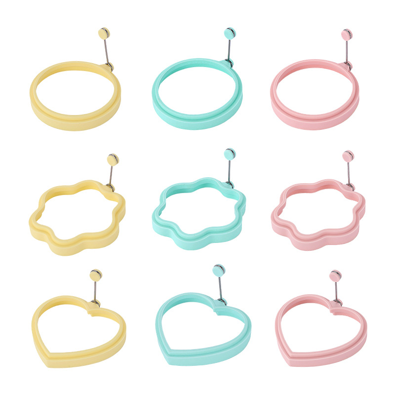 Factory Silicone Egg Omelette Round Heart-shaped Flower-shaped Belt Portable Fried Egg Pancake Mold Kitchen Baking Tools