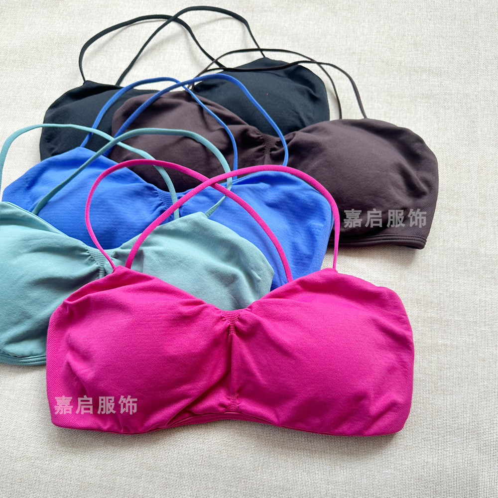 Tk Бра с бретельками спагетти, высокая эластичность, красивый зад, облегающий, бесшовный йога-спортивный топ