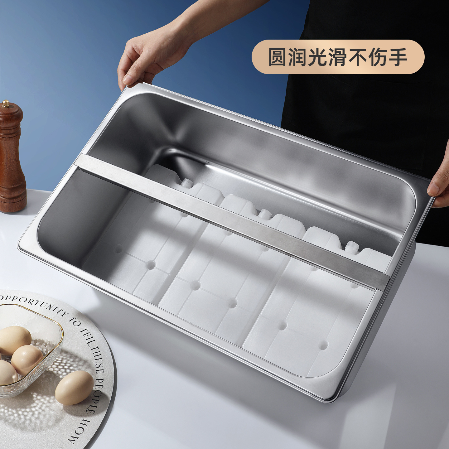 201 Stainless Steel Display Basin Grids Fresh-Keeping and Heat Preservation Braised Cooked Food Fried Oil-Proof Plate Display Plate Accessories