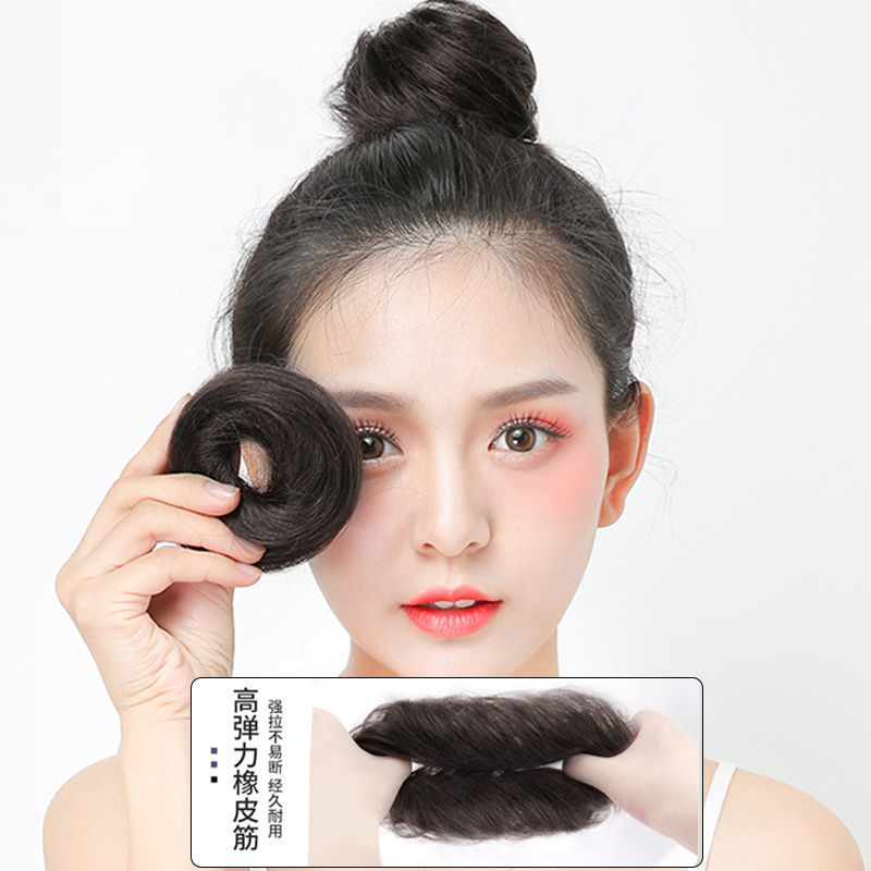 Xuchang Chemical Fiber Ball Head Wig for Women with Curly Hair, Natural Fluffy Artificial Hair Bag, Flower Bud Straight Hair Ring