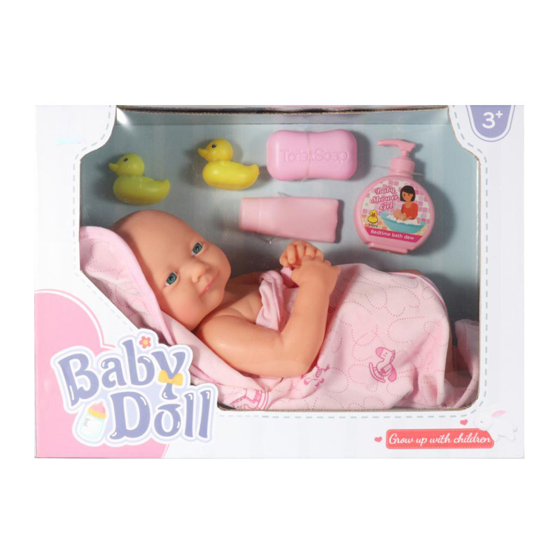 Foreign Trade Wholesale Play House Toys 14inch Simulation Newborn Doll Bathroom Bath Doll Bathrobe Set