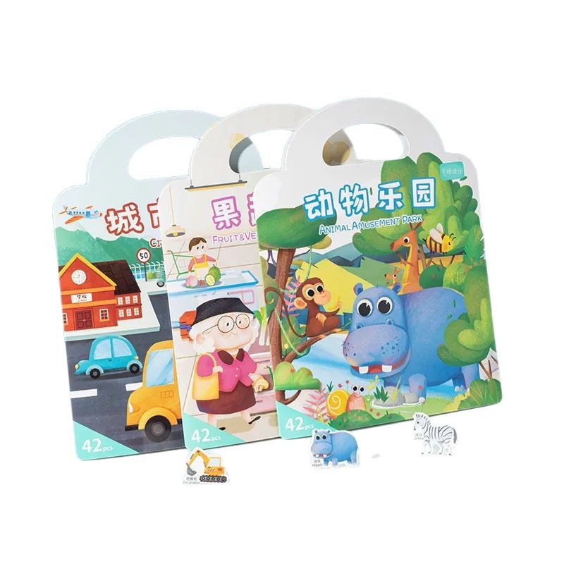 No glue to reuse jelly sticker book children's enlightenment fun sticker portable concentration puzzle early education toy