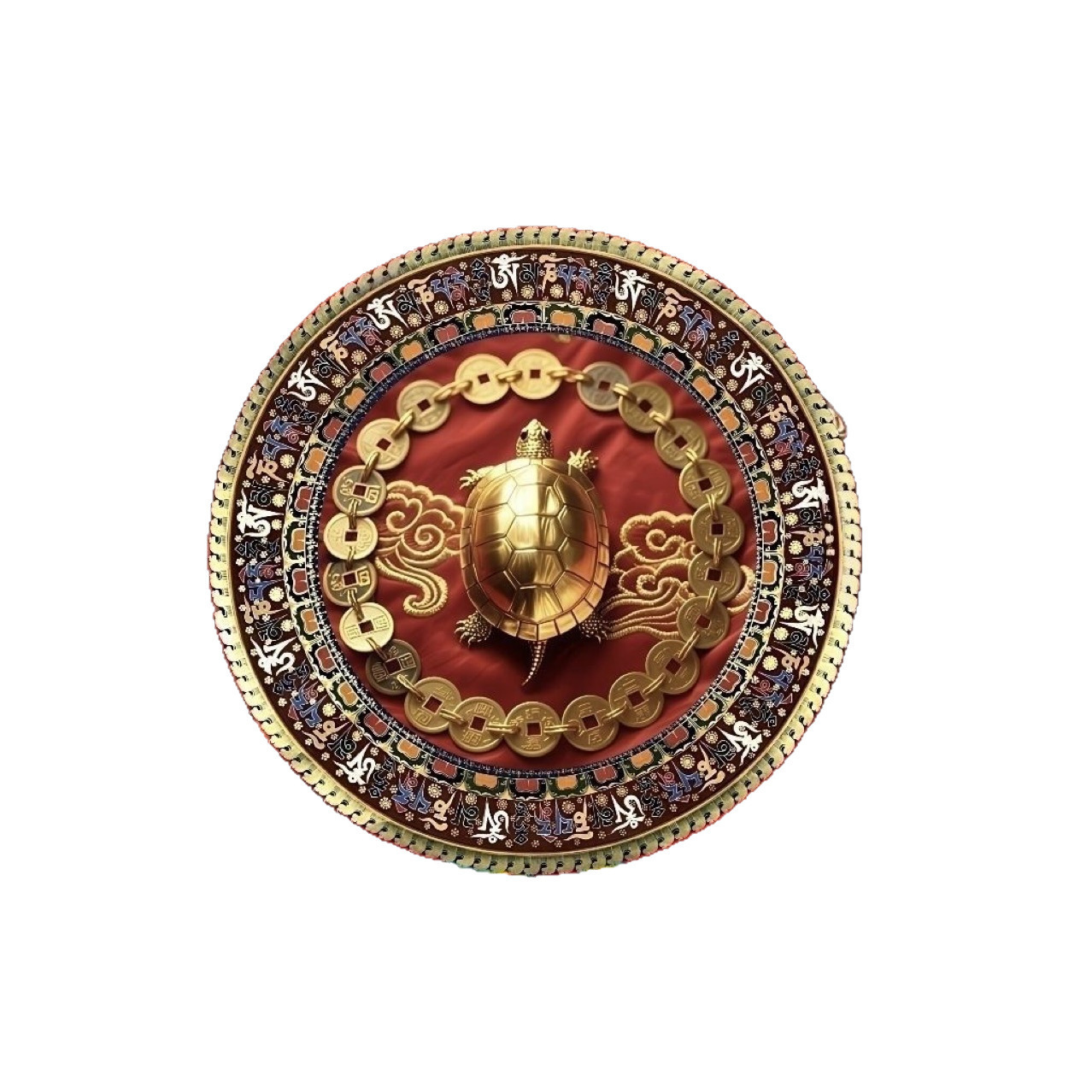 Chinese Style Feng Shui Gold Turtle Copper Coin Stickers, Fortune-Attracting and Blessing Rune Stickers, Cultural and Creative Feng Shui Jewelry Stickers