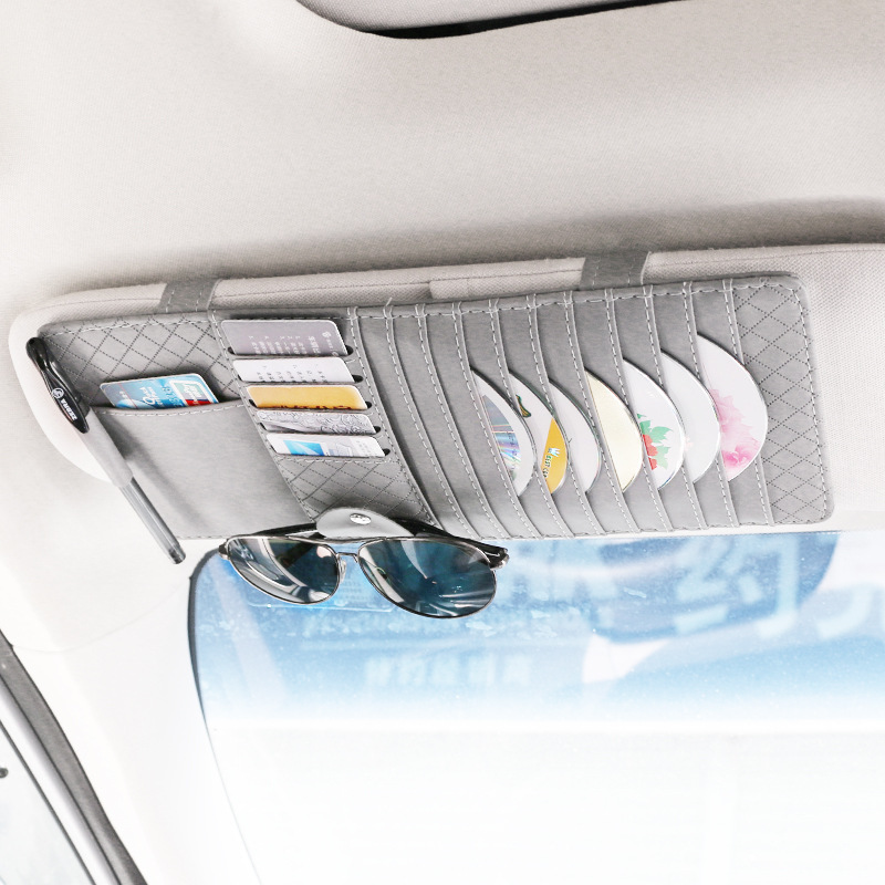 Car card bag storage bag leather driver's CD board disc storage bag car sunshade storage summary