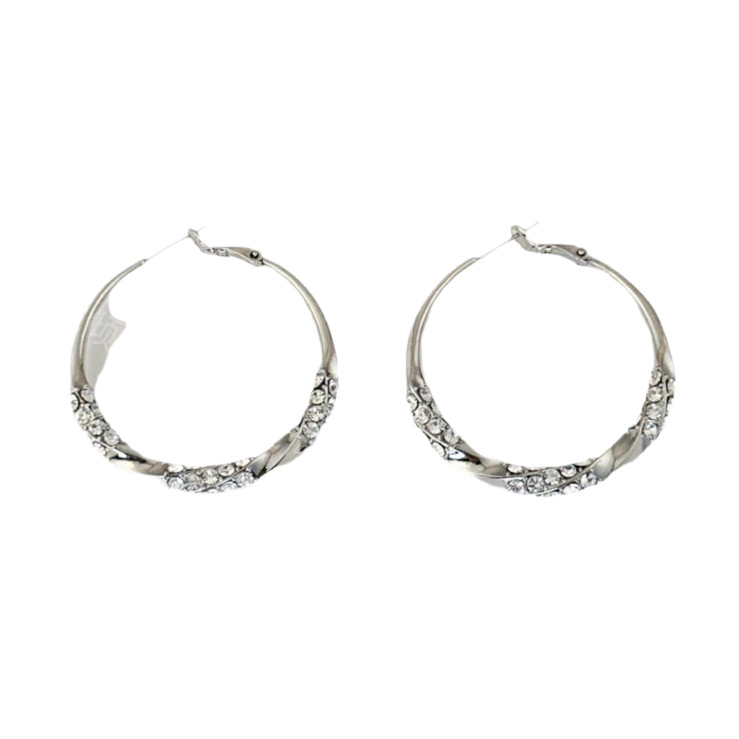 Factory Wholesale Fashion Classic Versatile Diamond-Encrusted Zircon Hoop Earrings 2025 Hot Style Exaggerated Personalized Earrings