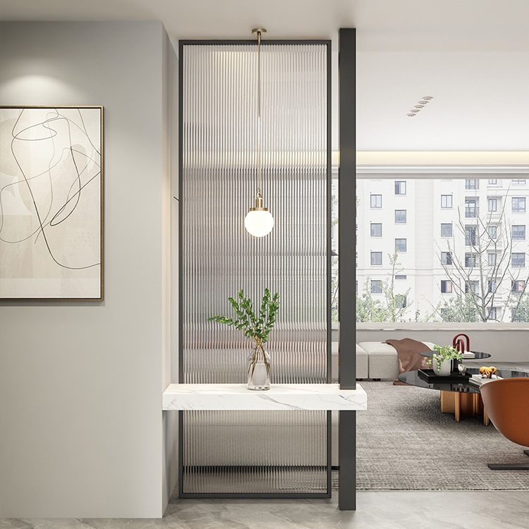 Wrought Iron Glass Partition Simple Living Room Log Entrance Modern Light Luxury Stainless Steel Screen Cross-Border