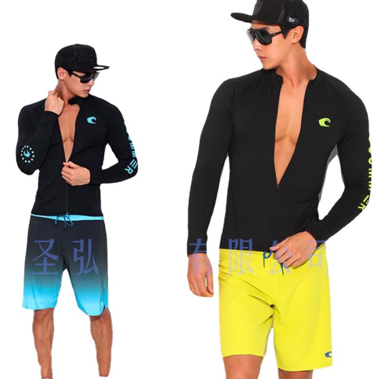 New Korean Style Zipper Diving Suit Men's Outdoor Water Ski Split Long Sleeve Surfer Suit Sunscreen Swimsuit Snorkeling Jellyfish Suit