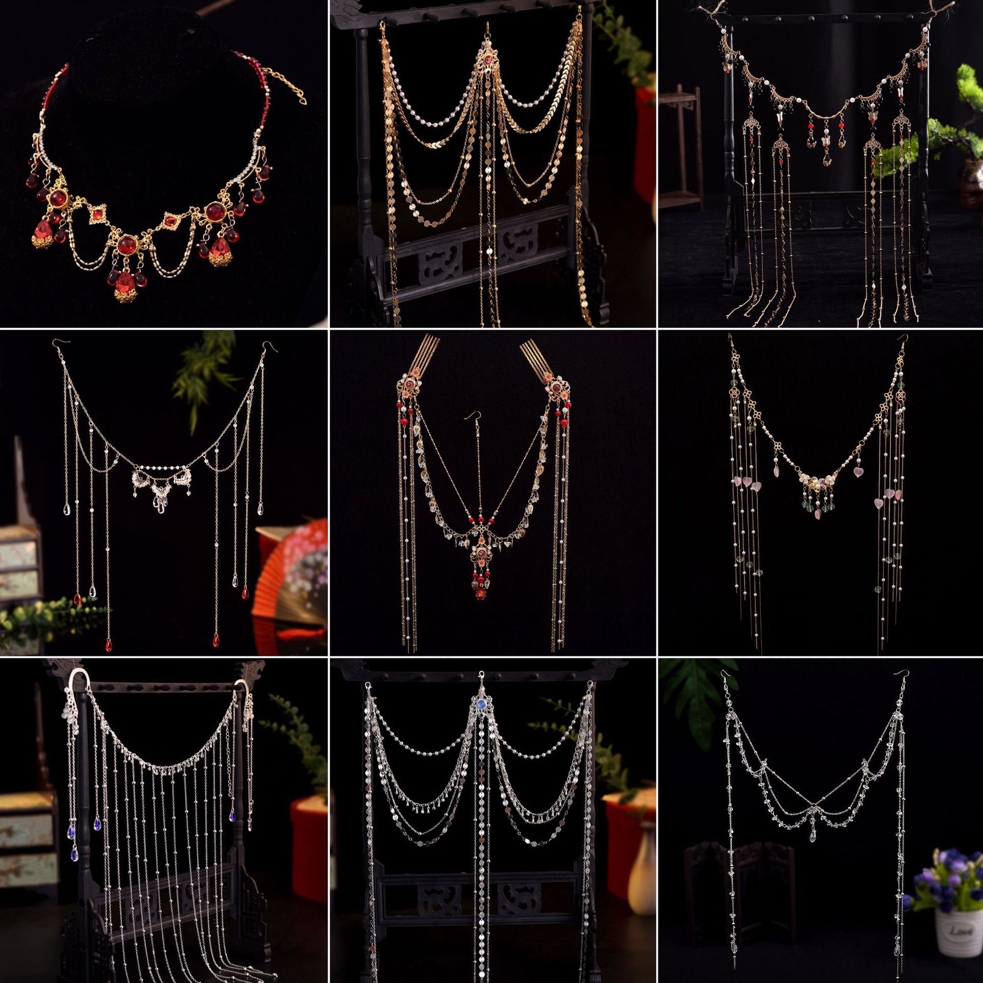 Антикварная новая богемская головная повязка танцевальная цепочка для бровей с сеткой красного цвета, серебристая экзотическая головная повязка с бисером