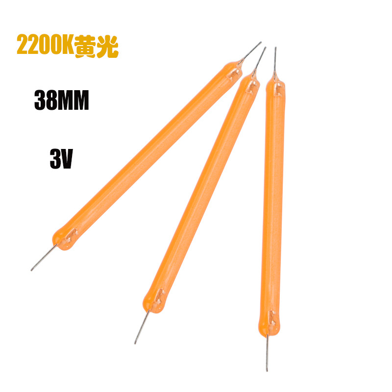 LED ceramic hard filament 38mm 39MM 2200K yellow light 3v 100mA 120mA wire light strip