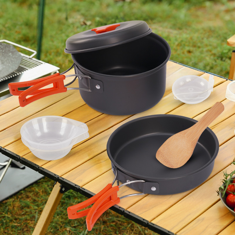 Outdoor camping set pot DS-200 portable tableware 1-2 people hiking equipment stove non-stick pot barbecue hanging pot