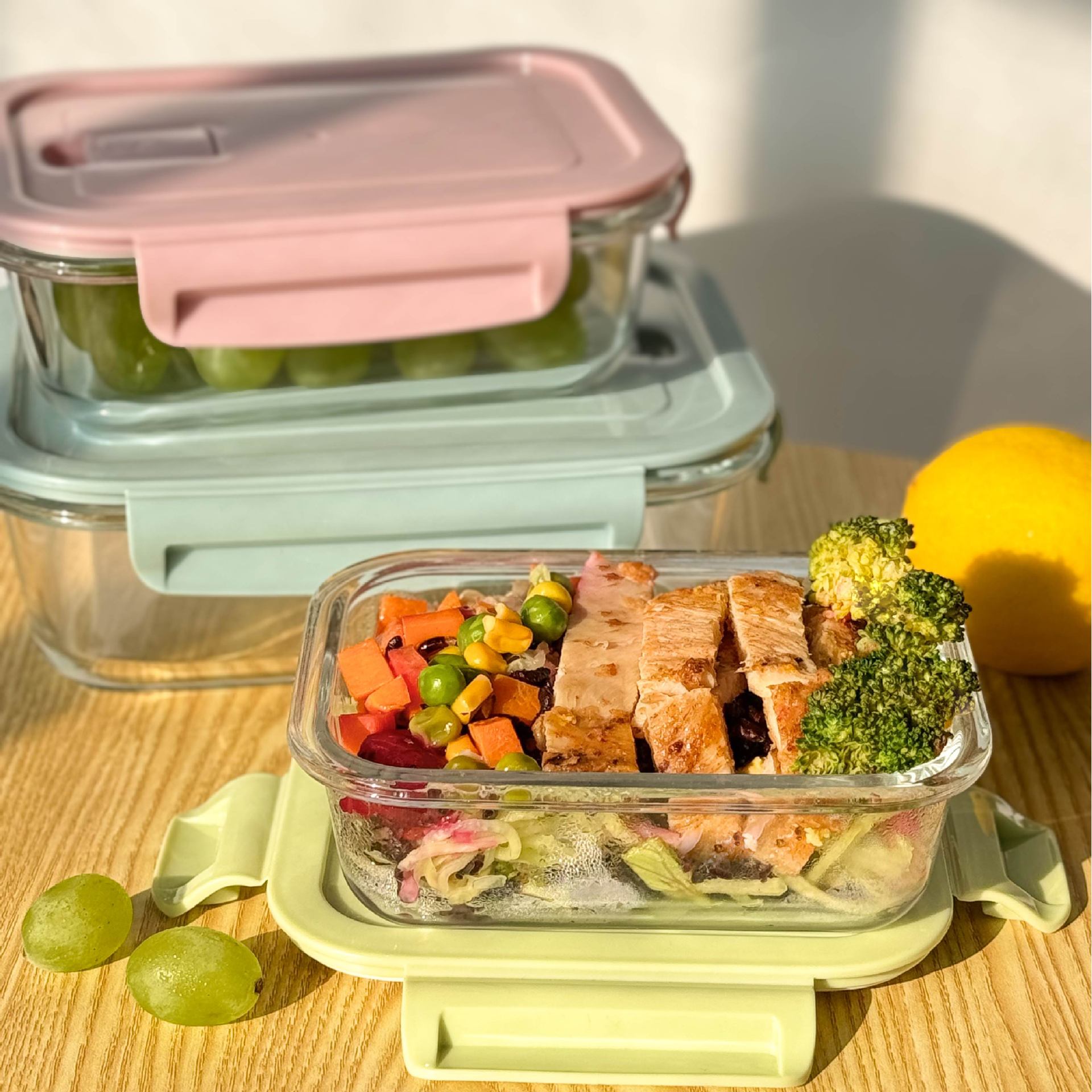 Ланч-бокс из рисового стекла для офисных работников, ланч-бокс для студентов, микроволновой ланч-бокс с крышкой, герметичный контейнер для хранения