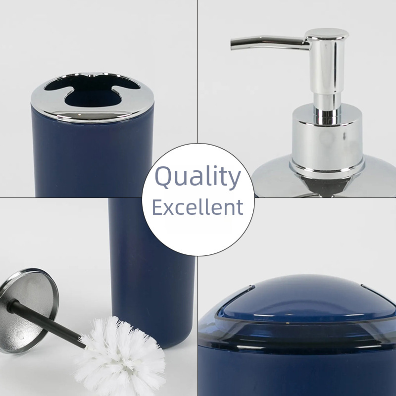 Six-Piece Bathroom Set, 6-Piece Bathroom Wash and Storage Set, Trash Can, Soap Dish, Toothbrush Holder, Toilet Brush, Cross-Border Hot Model