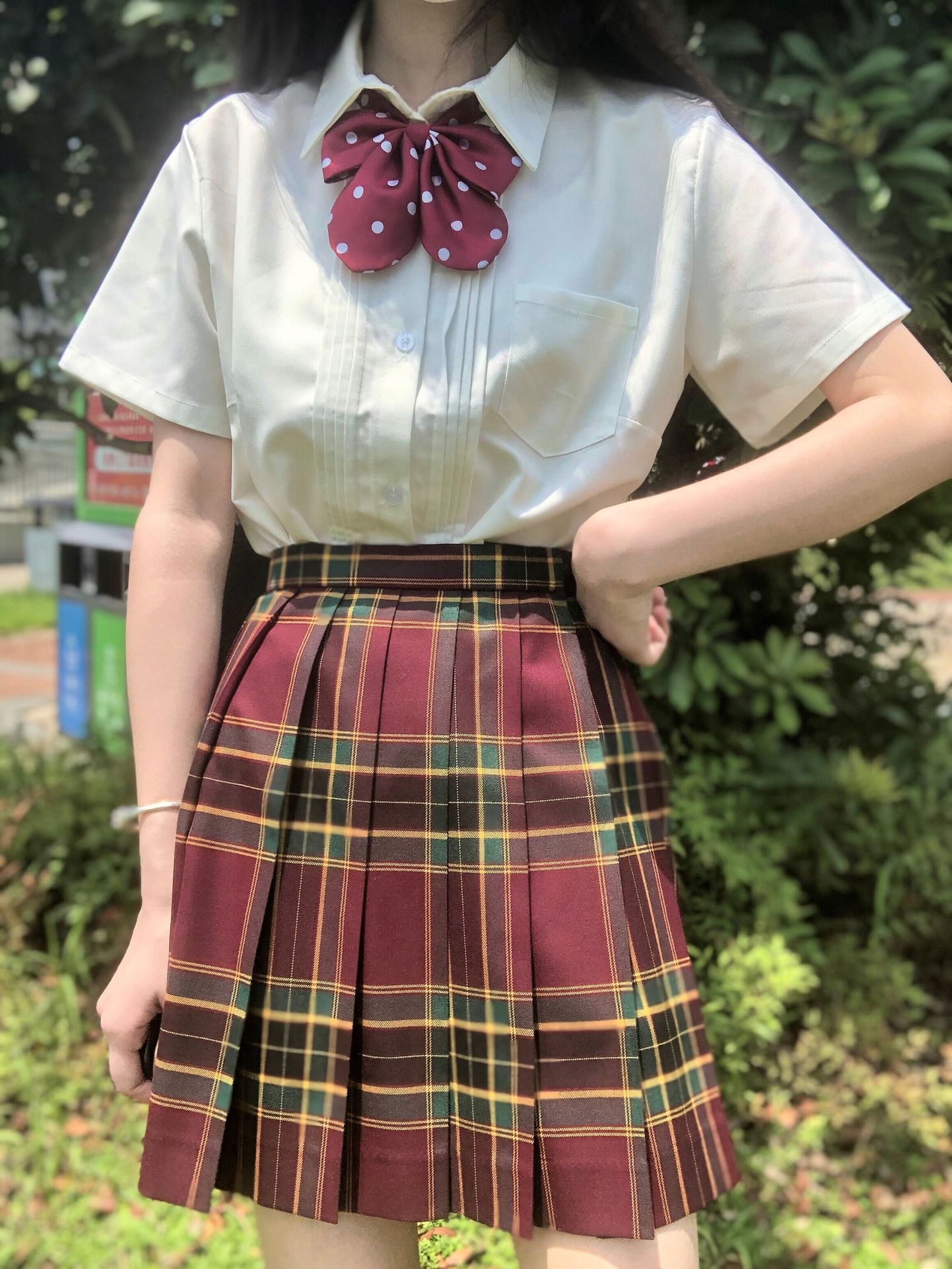 Tr Fabric Accordion Pleated Shirt Jk Uniform Basic Milk White Long-Sleeved Short-Sleeved Versatile Jk Shirt Summer Preppy Style