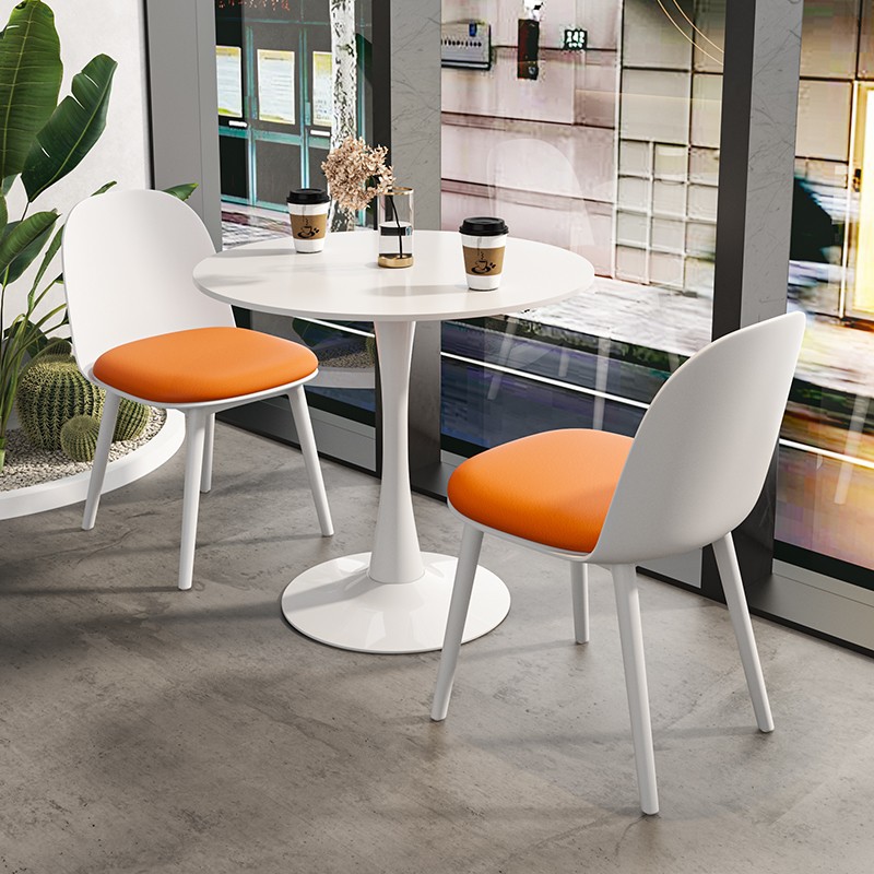 Simple Office Reception Table and Chairs, Reception and Negotiation Table and Chair Combination, Milk Tea Shop Rest Area, Balcony Small Round Table and Dining Chairs