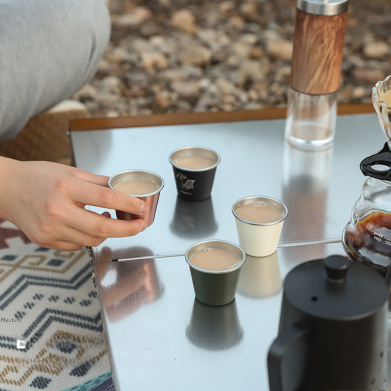 Outdoor camping stainless steel coffee cup small wine cup camping water cup tea cup portable 350ML wide mouth stackable