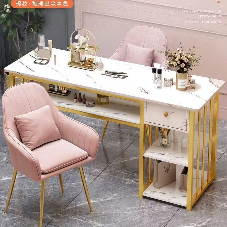 Известный маникюрный стол, специальный набор стола и стула для салонов, новый светлюксовый двойной маникюрный стол