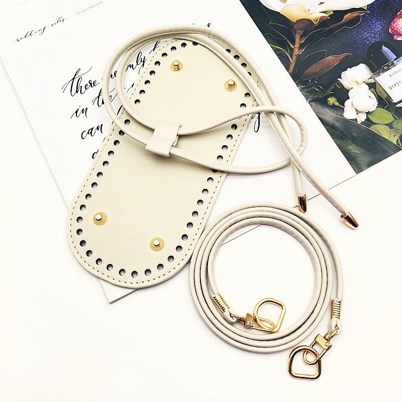 New DIY Handmade Crochet Bucket Bag Dumpling Bag Accessories Bag Bottom Shoulder Strap Drawstring Three-piece Set in stock