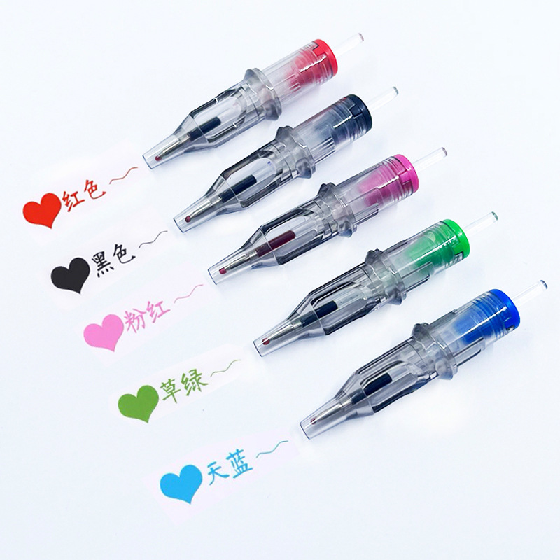 Tattoo equipment color ballpoint pen integrated needle painting draft point tattoo refill multi-color disposable ink point painting