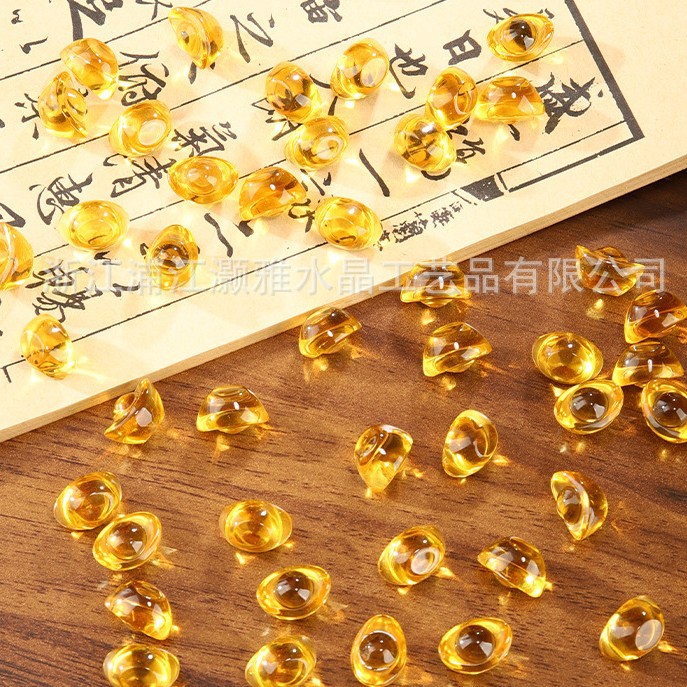 Crystal Ingot, Golden Yellow Crystal Bean, Citrine, Factory Direct Sales of Crystal Crafts, Ingot Wholesale, Street Stall Goods