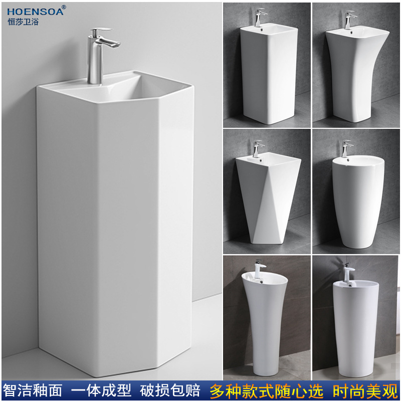 Керамическая колонная раковина для ванной с персонализированным дизайном