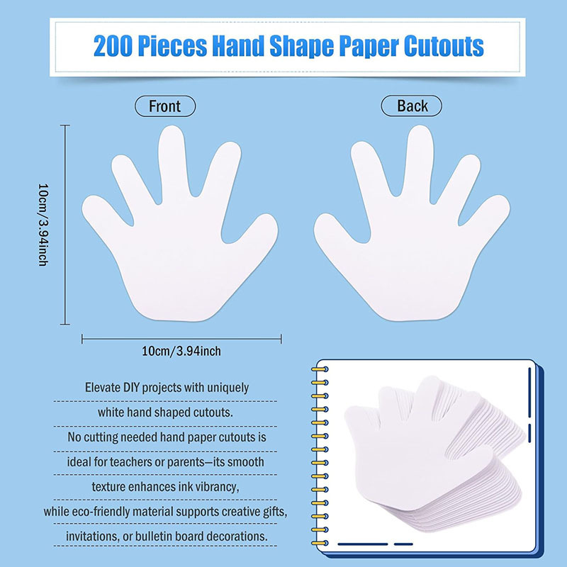 White Hand-Shaped Paper-Cut Paper Hand-Shaped Paper-Cut Blank Handprint Creative Paper-Cut Kidsren's DIY Classroom Decoration Bulletin Board