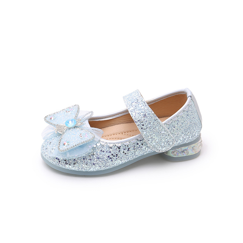 2025 Autumn Girls Princess Girls Small, Medium and Large Baby Children's Shoes Bow Leather Shoes Dance Performance Shoes Sequins