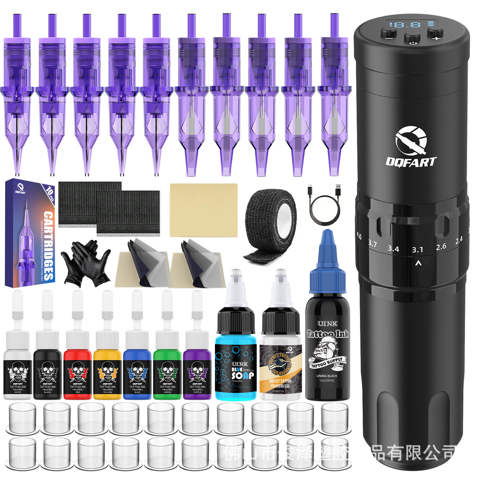 Беспроводной набор татуировок Dqfart, популярный набор татуировок с регулируемым ходом, тату-машина 1500 мАч