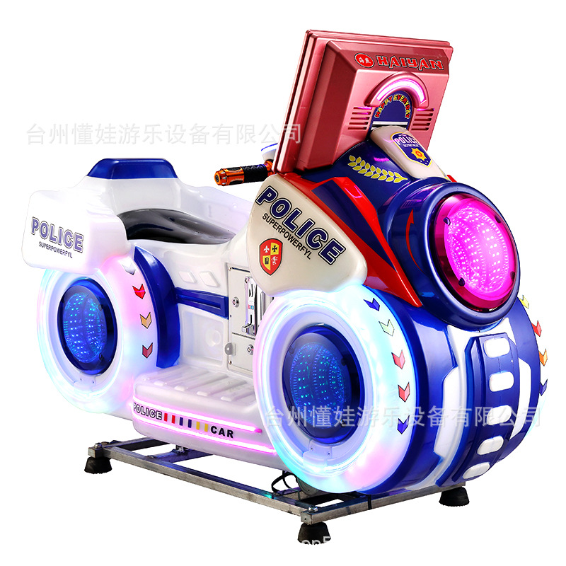 New 3D Interactive Screen Motorcycle Swing Machine for Shopping Malls, Supermarkets, and Children's Parks, Electric Rocking Car with Coin and Qr Code Scanning