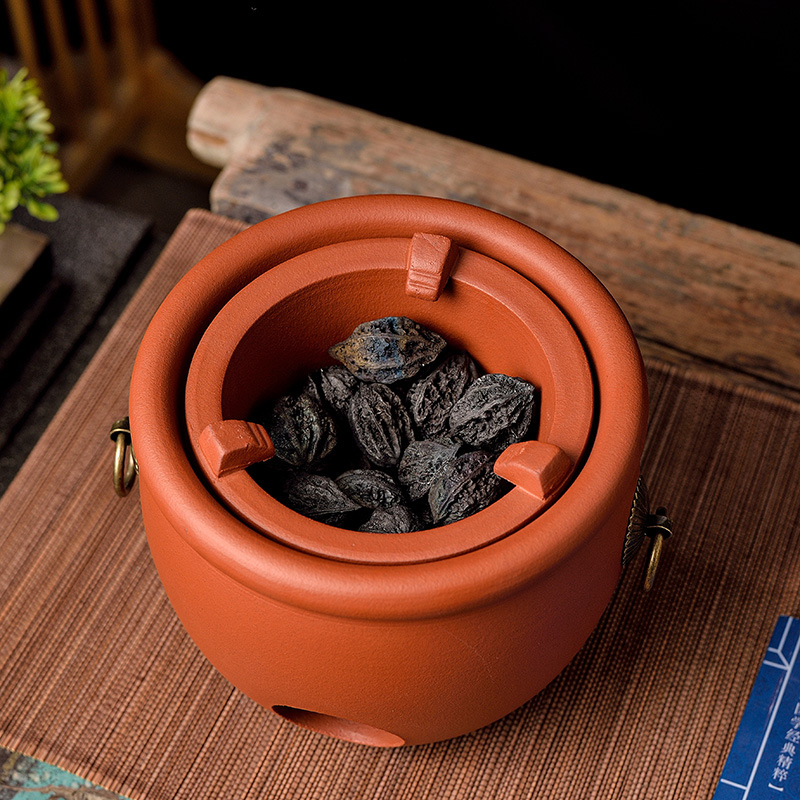 Chinese-style Heat Resistant Chaoshan Red Mud Carbon Furnace Sand Pot Thin Tire Boiling Tea Coal Carbon Furnace Purple Sand Boiling Water Zhu Mud Pot Can Jump Cover