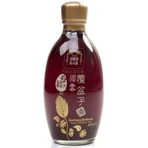 Korean Imported Zen Cloud Raspberry Wine, Fermented in a Traditional Korean Style, 375ml, Light Fragrance
