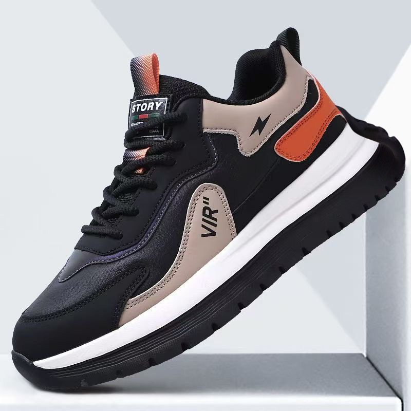 Мужские повседневные спортивные туфли, однотонный стиль из хлопка, модные кожаные мужские туфли, износостойкие, универсальные беговые кроссовки