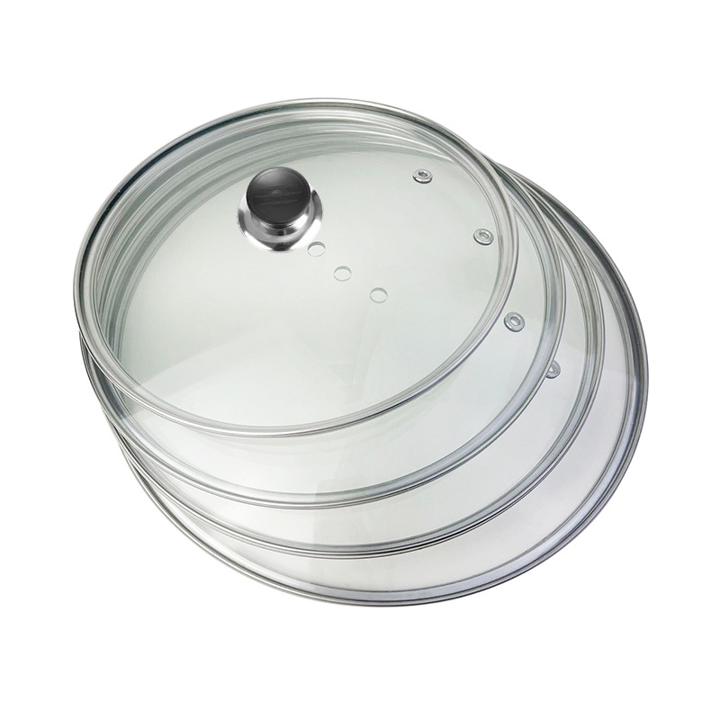 Pot Lid Household Transparent Tempered Glass Soup Pot Steamer Cooking Pot Lid 32cm Stainless Steel Round Soup Pot Lid
