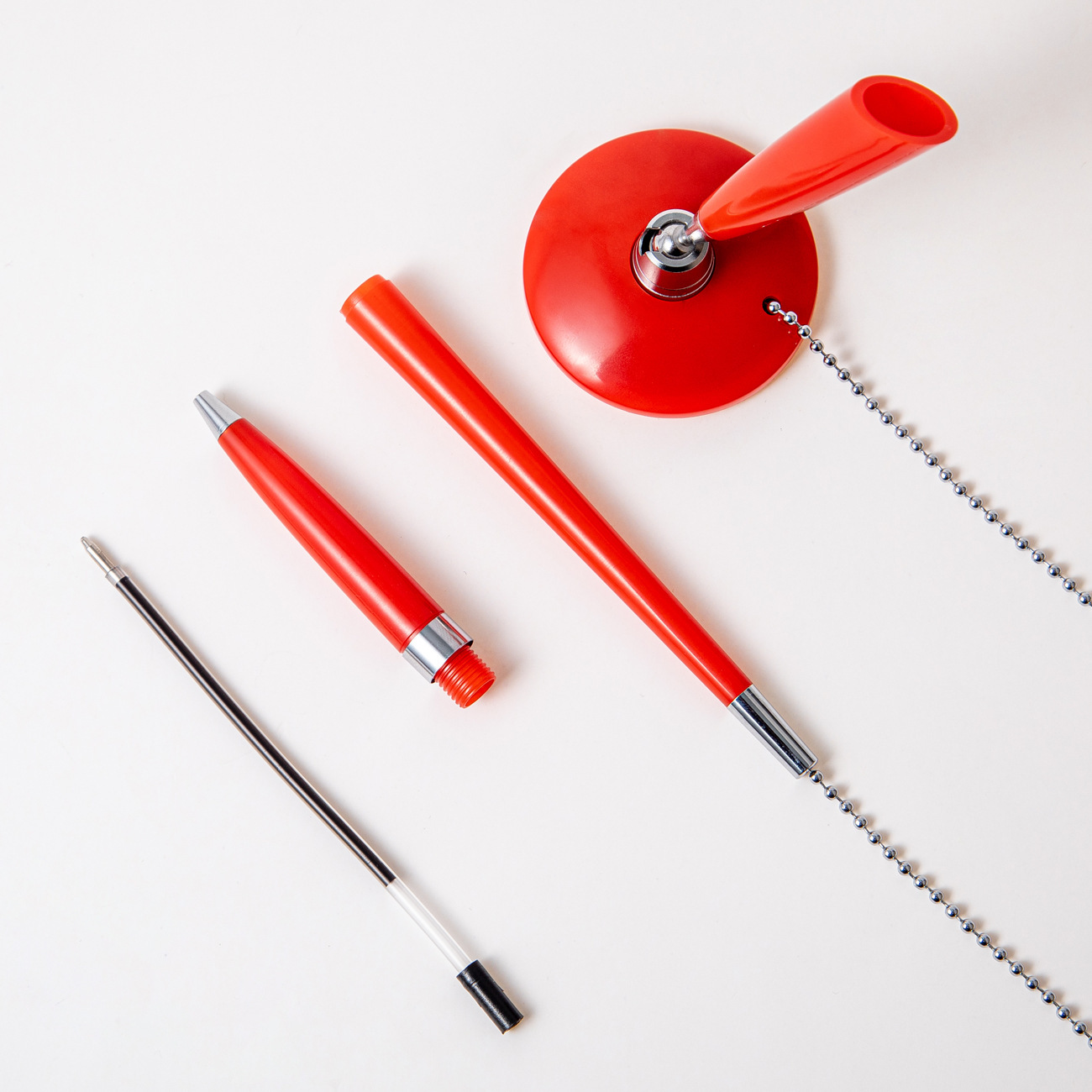 Spot Plastic Desk Pen Wholesale Bank Hotel Desktop Stickable Fixed Chain Signature Pen Advertising Ballpoint Pen